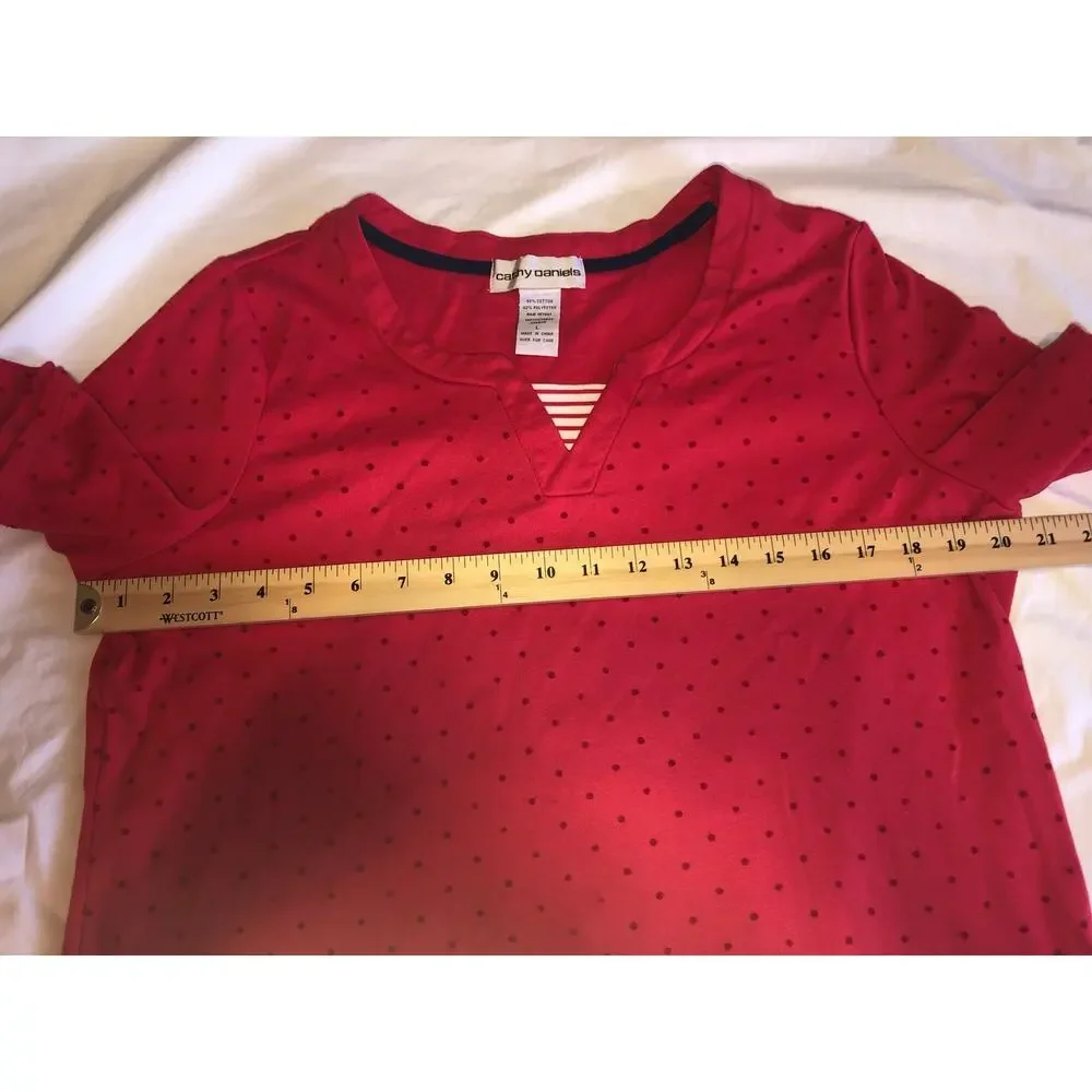 Red Top Size L Stripe Polka Dot Strawberry Shortcake Short Sleeve Knit Kidcore